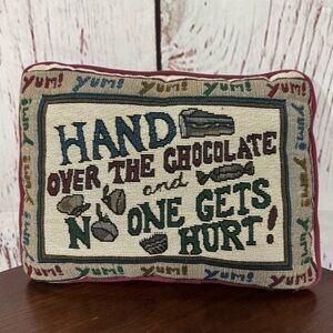 Hand Over the Chocolate Decorative needlepoint  Pillow